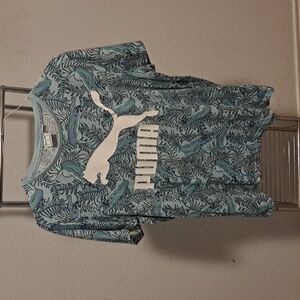 PUMA Men's Teal Puma All Over T-Shirt Sz L Tagged as XL